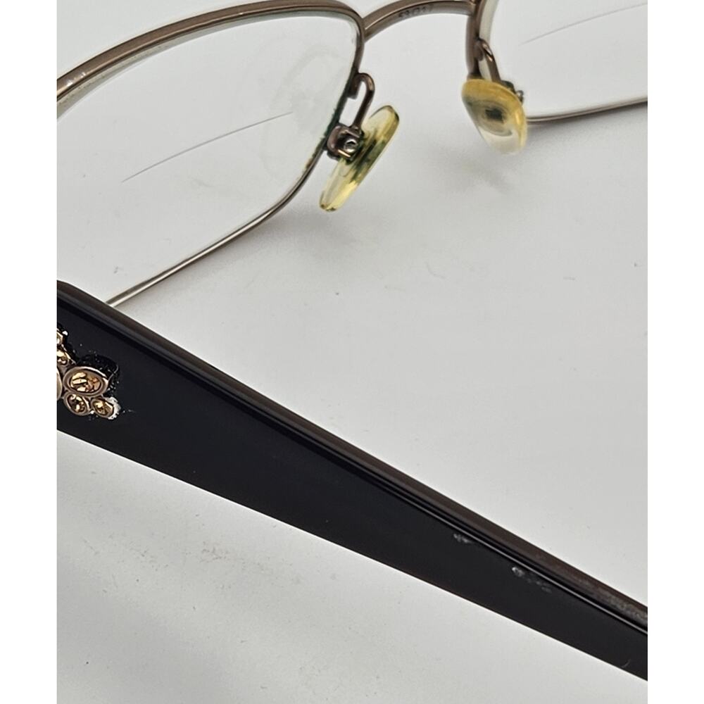 Luxe Eyeglass Frames Brown Gold Crystal Accent Hinges 53-17-135 Full Rim K8 - Picture 11 of 14